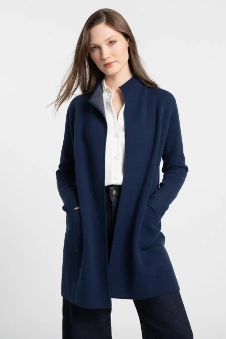 Kinross Cashmere Doubleknit Cardigan Iron Safe Non-Iron Wrinkle Free