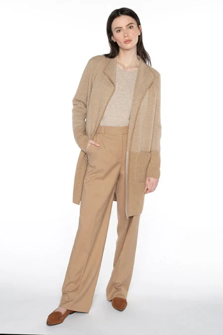 Kinross Cashmere Doubleknit Jacquard Cardigan Ribbed Striped Patterned
