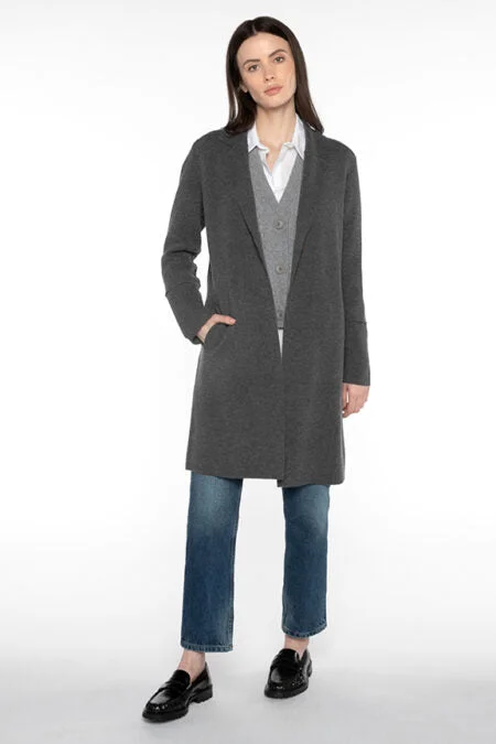 Kinross Cashmere Doubleknit Notch Collar Cardigan Cotton Fabric Linen Fabric Terry Fabric