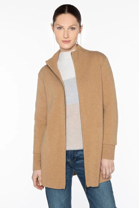 Kinross Cashmere Doubleknit Zip Mock Cardigan Plaid Cardigan Polka Dot Checkered
