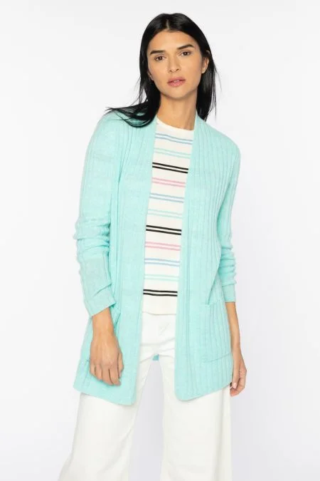Kinross Cashmere Easy Rib Cardigan Chenille Brocade Lace