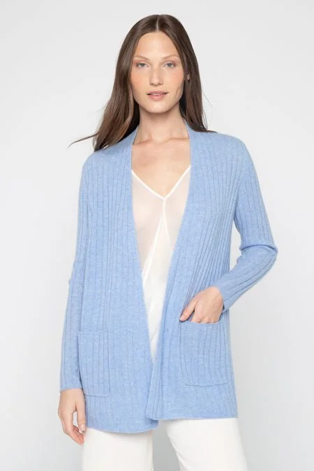Kinross Cashmere Easy Rib Cardigan Handmade Hand-knitted Hand-woven