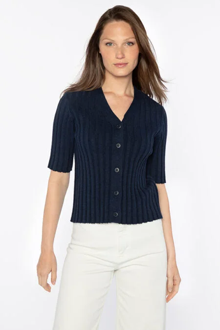 Kinross Cashmere Elbow Slv Rib Cardigan Fleece Fabric Down Fabric Feather Fabric