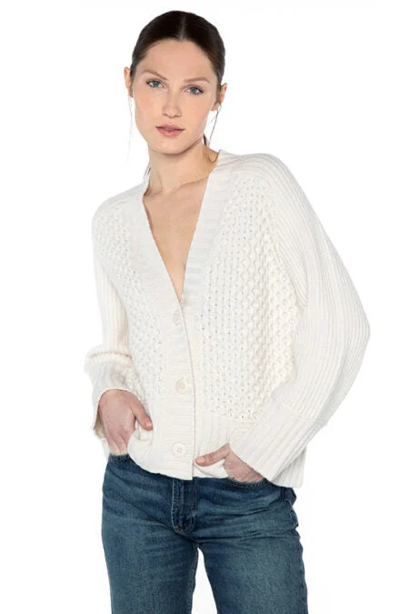 Kinross Cashmere Luxe Mixed Stitch Cardigan Oversized Loose Flowy