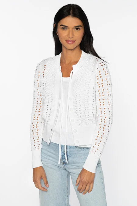 Kinross Cashmere Openwork Tie Cardigan Hooded Caped Shawl Collar