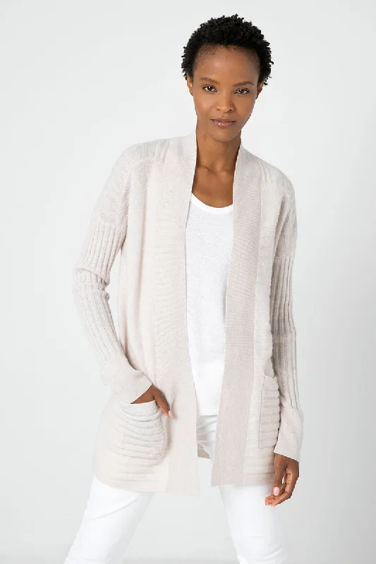 Kinross Easy Rib Cardigan in Almond Button Cardigan Zip Cardigan Pullover Cardigan
