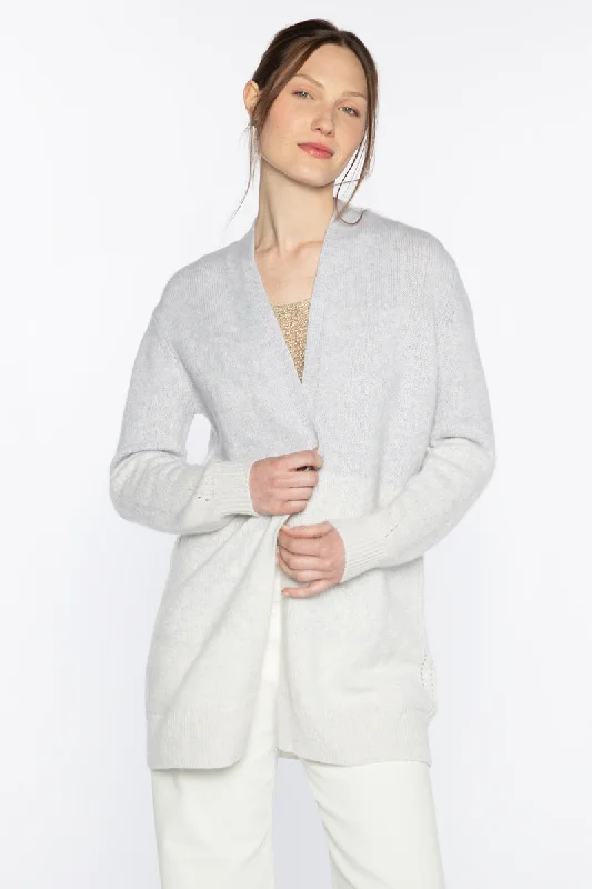 Kinross Ombre Cardigan in Grey Whisper Elasticated Padded Insulated