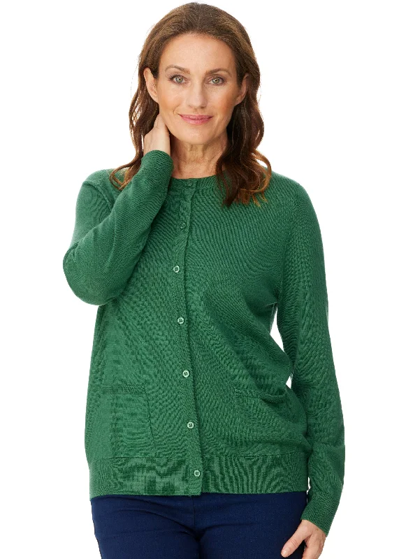 LEVENDALE CLASSIC CARDIGAN WITH POCKETS - FERN Cardigan Knitwear Sweater