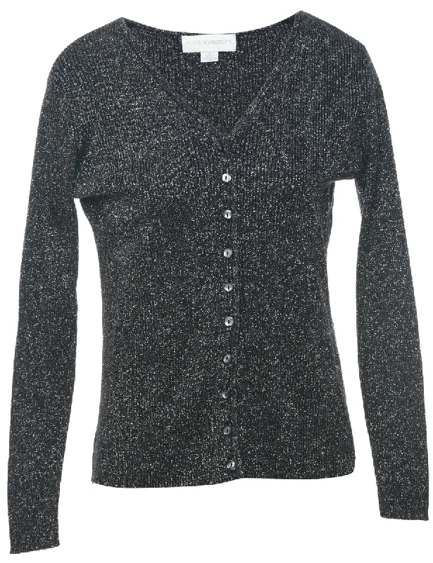 Lurex Thread Pattern Cardigan - M Mesh Fabric Canvas Fabric Denim Fabric