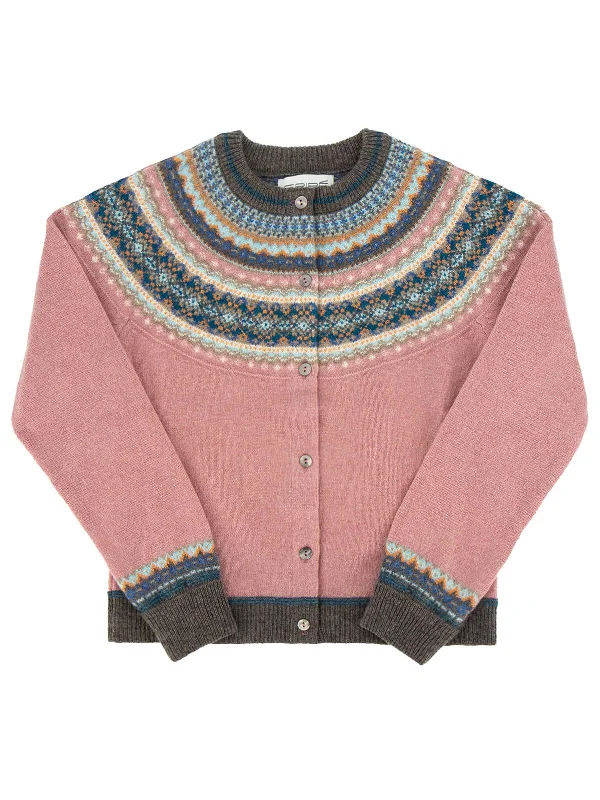 Merino Lambswool Alpine Cardigan - Vintage Pink Velvet Chenille Corduroy