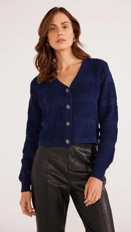 Mink Pink Macy Stripe Rib Knit Cardigan Anti-Pilling Anti-Shrink Durable