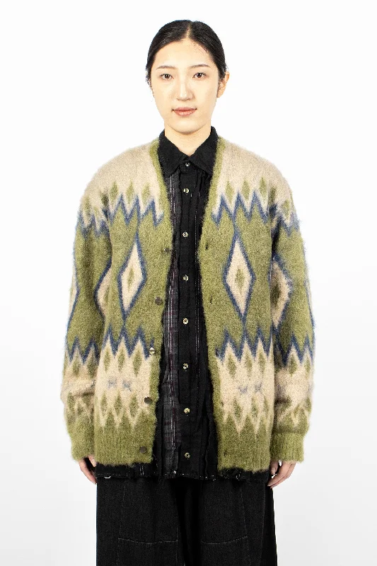 Mohair Cardigan Olive Lightweight Heavyweight Midweight