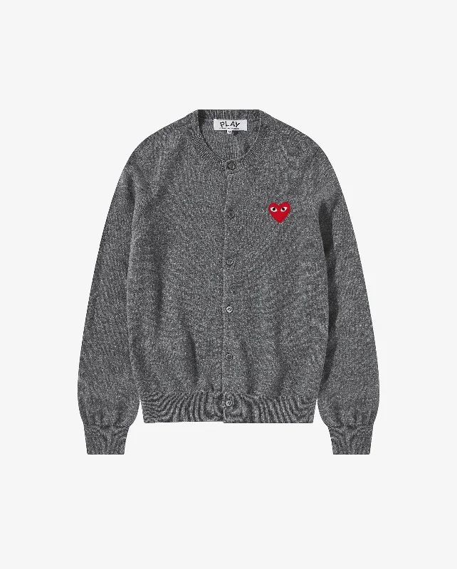 N007 UNISEX RED HEART CARDIGAN / GREY Soft Cozy Warm
