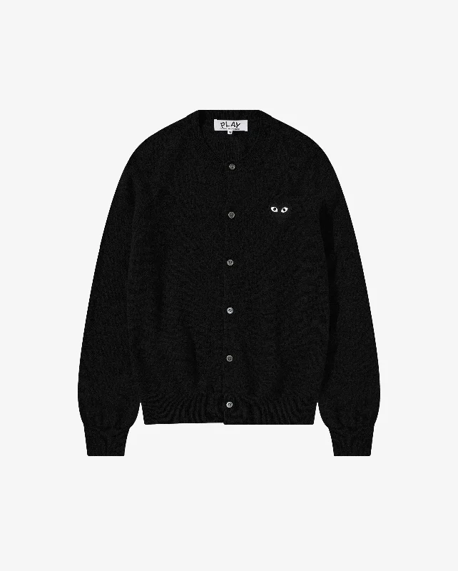 N023 UNISEX BLACK HEART CARDIGAN / BLACK Cable Knit Ribbed Knit Lace Knit