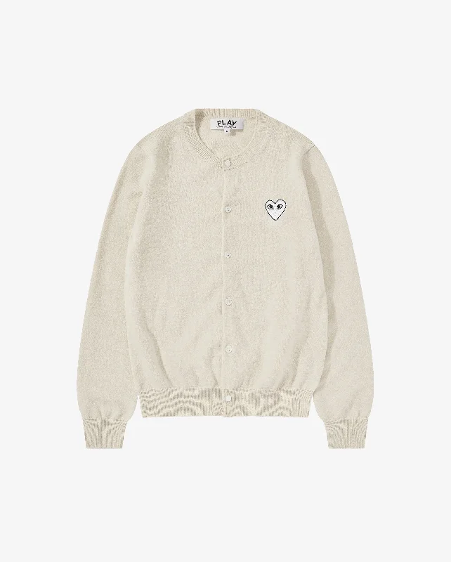 N065 UNISEX WHITE HEART CARDIGAN / NATURAL Knit Fabric Woven Fabric Fleece Fabric