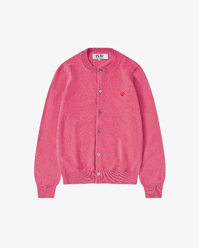 N079 UNISEX SMALL RED HEART CARDIGAN / PINK Rayon Fabric Velvet Fabric Corduroy Fabric