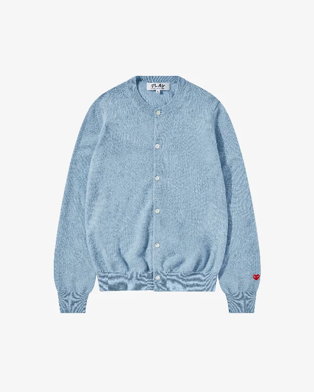 N091 UNISEX SMALL HEART CARDIGAN / LIGHT BLUE Front Pockets Side Pockets Patch Pockets N091 UNISEX SMALL HEART CARDIGAN / LIGHT BLUE Front Pockets Side Pockets Patch Pockets