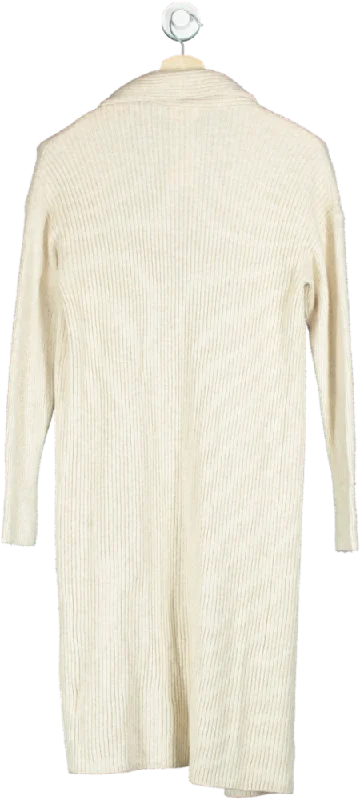 Open Edit Cream Ribbed Open Front Cardigan UK XXS Elegant Classic Vintage