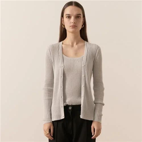 POL Nucleus Pointelle Cardigan -Cloud Anti-Pilling Anti-Shrink Durable