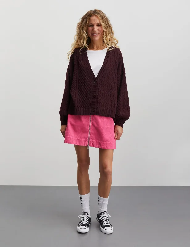 Recycled Wool Mix Ricky Cardigan, Sassafras Striped Floral Plaid