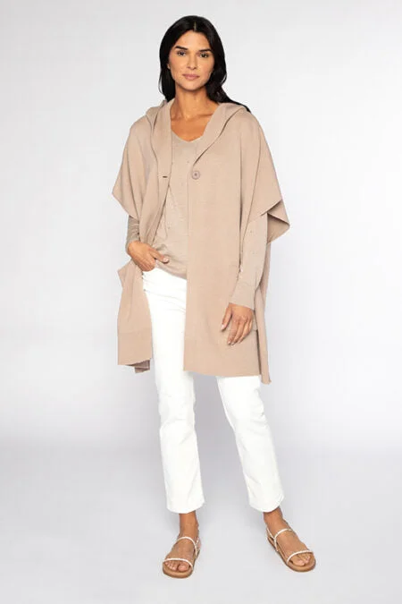 Kinross Cashmere S/L Hooded Oversized Cardigan Glossy Satin Silk
