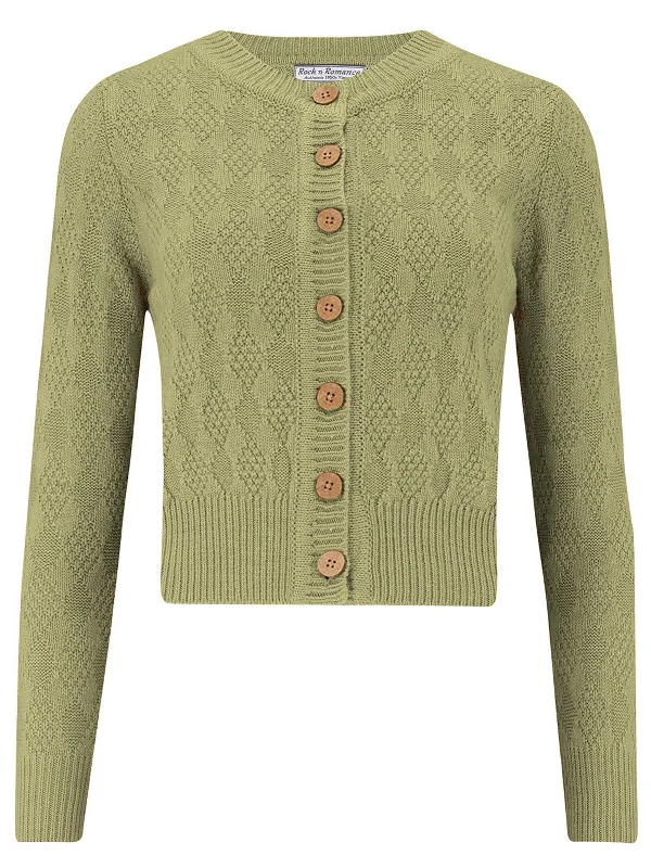 Sage Green Vintage Style Diamond Textured Knit Cardigan Cashmere Blend Cotton Blend Poly Blend Sage Green Vintage Style Diamond Textured Knit Cardigan Cashmere Blend Cotton Blend Poly Blend
