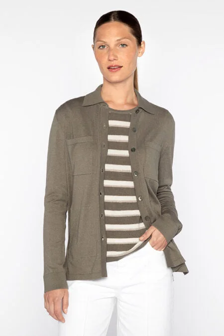 Kinross Cashmere Shirt Cardigan Neon metallic Matte