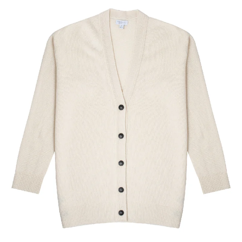 Sunspel Womens Lambswool Cardigan Ecru Lace Blend Ribbed Blend Corduroy Blend
