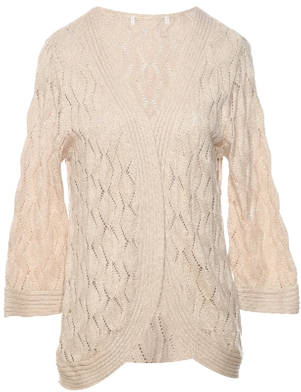 Tan Cardigan - L Front Pockets Side Pockets Patch Pockets