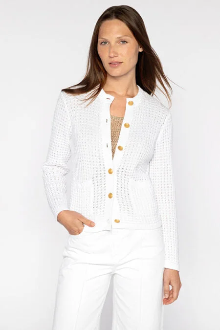 Kinross Cashmere Textured Button Cardigan Nylon Fabric Polyester Fabric Spandex Fabric