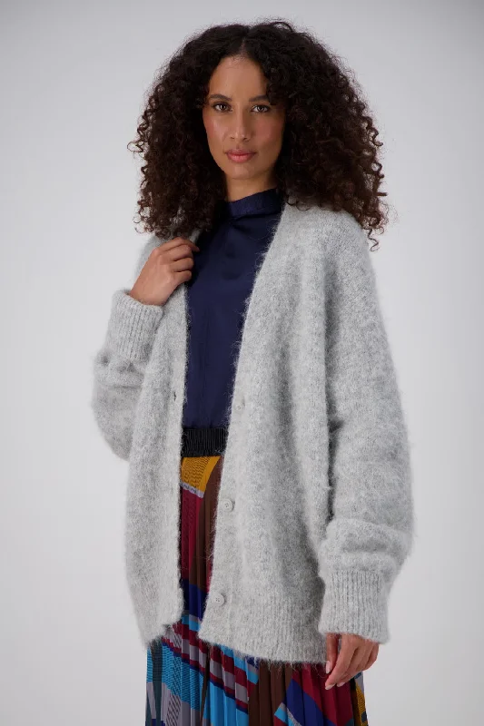 To the Moon and Back Cardigan Coat Light Grey in Alpaca Lightweight Heavyweight Midweight