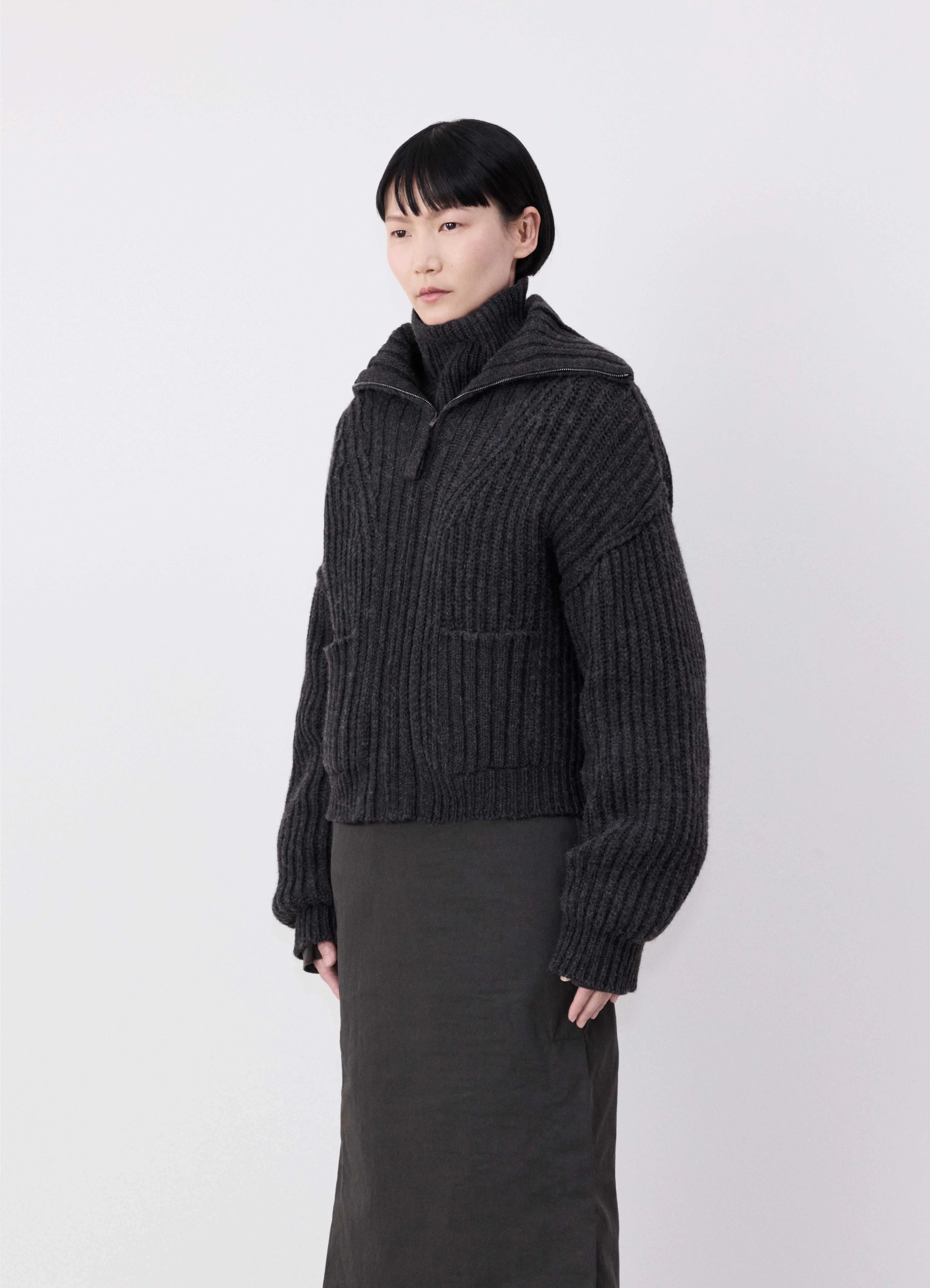 TRUCKER COLLAR ZIPPED CARDIGAN Layered Multi-layer Single Layer