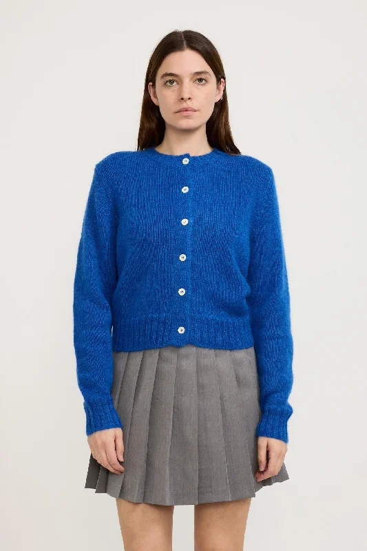 Unisex Crewneck Knit Cardigan Blue Jersey Fabric Tulle Fabric Batik Fabric