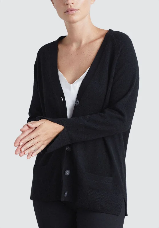 V Neck Cashmere Cardigan | Black Crew Neck V-Neck Turtle Neck
