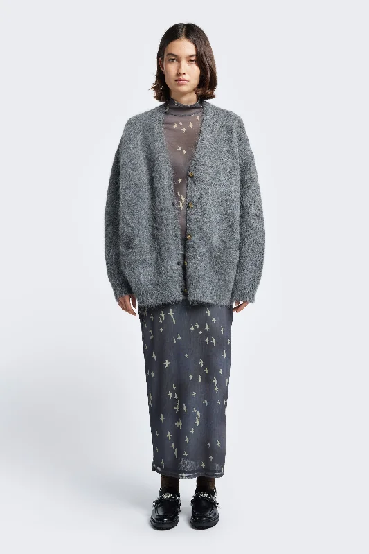 Vessel V Neck Cardigan Charcoal Welt Pockets Slit Pockets Flap Pockets