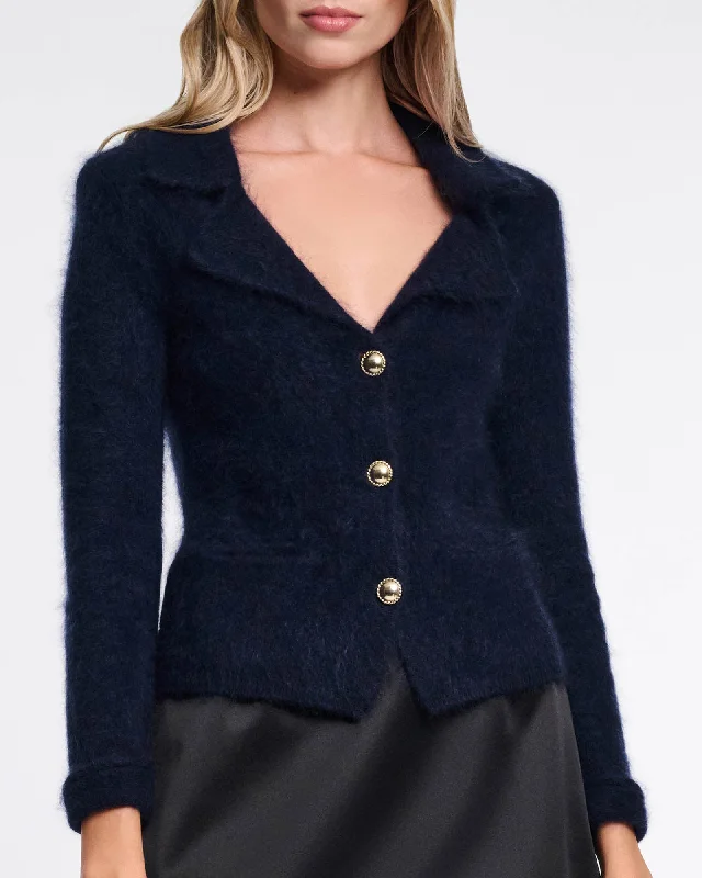 Fluffy Statements Cardigan Notch Collar Peter Pan Collar Cowl Neck