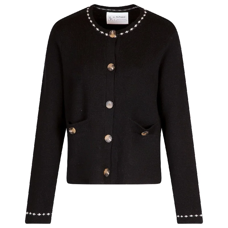Womens Katha Cardigan Black - AW24 Toggled Drawstring Belted